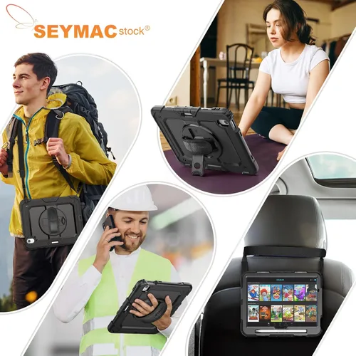 Vista 6 de SEYMAC stock Funda protectora para iPad Air de 11 pulgadas M3 2025/M2 2024 (Air 7ª/6ª generación), funda resistente con protector de pantalla
