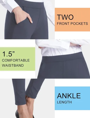 Vista 3 de Bamans Pantalones de vestir de yoga ajustados para mujer con control de abdomen