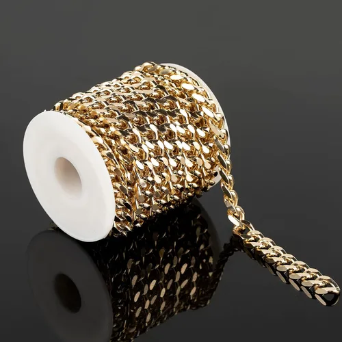 Vista 8 de YOUBEIYEE Cadena chapada en oro de 16.4 pulgadas para hacer joyas, cadena de eslabones de aluminio, collar, pulsera, suministros de joyería con 2.4