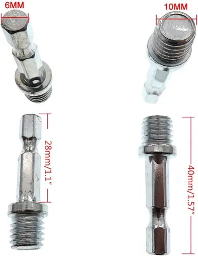 Vista 5 de 2 unids/set adaptador de taladro hexagonal M10+M14 Herramientas de división de madera Llave eléctrica Adaptar su taladro eléctrico a alto par