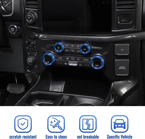 Vista 5 de JeCar Cubierta para perilla del interruptor de consola central, aire acondicionado, faros delanteros y botón de audio, accesorios interiores