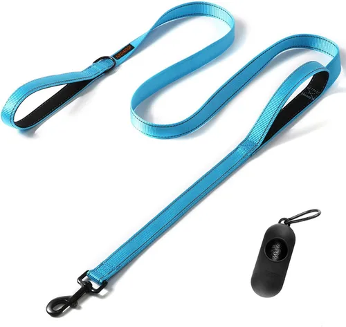 Vista 10 de Correa resistente para perros con 2 asas - Correa reflectante anti-tracción de 6 pies para perros grandes, asa acolchada de tráfico para control
