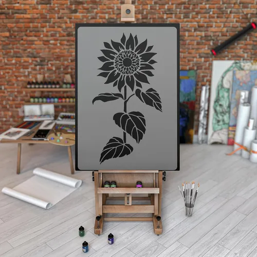 Vista 4 de NAKLEO Plantilla de pintura de pared grande floral de 16.9 x 25.2, patrón de naturaleza de hojas de girasol, plantilla de flores de plástico