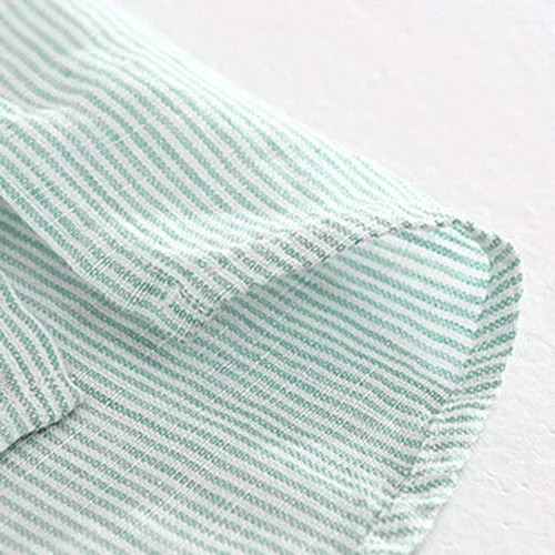 Vista 6 de Camiseta de manga corta de algodón y lino para hombre, de verano, con botones de 34 y manga corta, informal, ajuste relajado