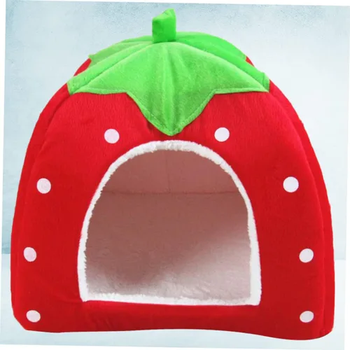 Vista 3 de Mipcase Elegante cama de fresa para mascotas, casa para gatos, compacta, fácil de mascotas, cama para dormir