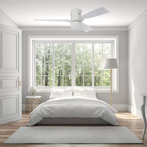 Vista 8 de SMAAIR Ventilador de techo inteligente de 52 pulgadas con luces y motor de CC de 10 velocidades, funciona con control remoto, Alexa/Google