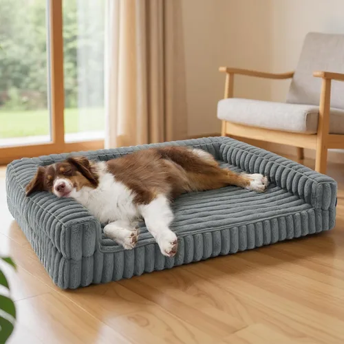 Vista 23 de Bedsure ComfyFleece™ - Cama ortopédica para perros medianos, cama mediana de espuma viscoelástica impermeable con lados, parte inferior