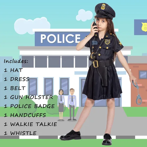 Vista 3 de JAZGROM Disfraz de oficial de policía para disfraz de Halloween de lujo