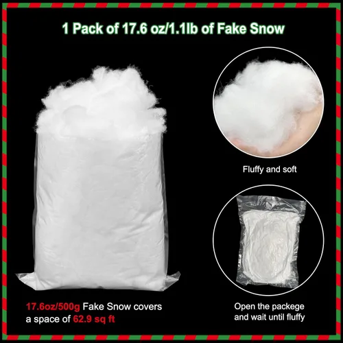 Vista 2 de Decoración de nieve falsa de Navidad, nieve artificial esponjosa, manta de nieve de algodón resistente a la llama para interiores, ideal para pueblo