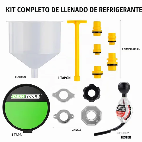 Vista 9 de OEMTOOLS 87045 Kit de embudo de llenado de refrigerante sin derrames con probador de refrigerante, kit de embudo de refrigerante sin derrames, kit