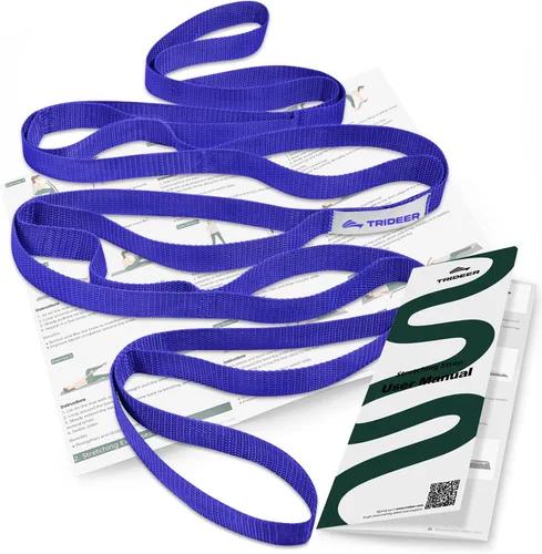 Vista 11 de Trideer Stretching Strap with Loops & Leg Lifter, Non-Elastic PT-Style Physical Therapy Strap for Knee Replacement Rehab, Hamstring, Calf & Back