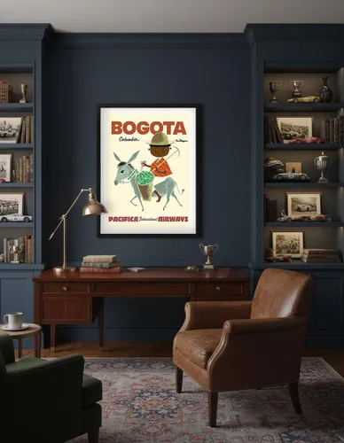 Vista 4 de Sokoloff c.1950s - Bogotá Colombia - Pacifica International Airways - Andes Boy with Colombian Emeralds - Póster vintage de viaje de aerolínea por