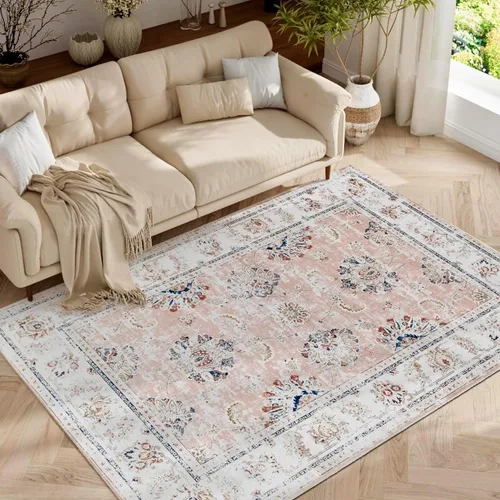 Vista 89 de jinchan Fiora - Alfombra lavable de área pequeña, alfombra de entrada floral de medio círculo de 2 x 3, tapete de media luna de pelo bajo, suave