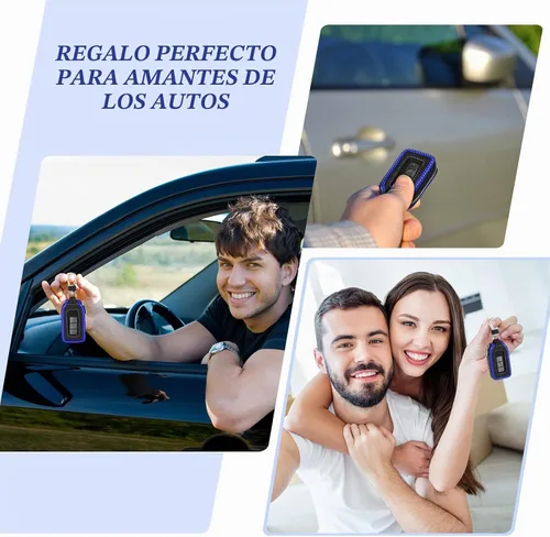 Vista 7 de Frienda 2 Piezas Funda de Llavero de Cuero para Coche, Funda para Llavero Auto, Protector Inteligente de Llavero de Coche, Azul, Cadena