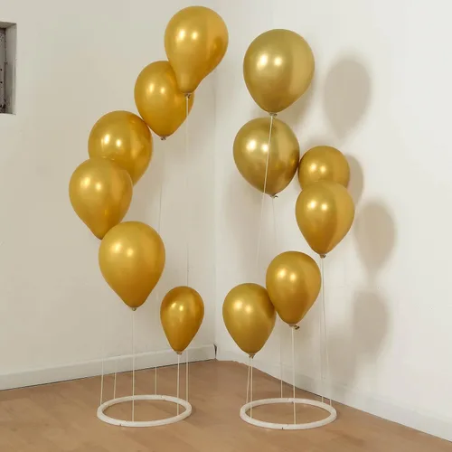 Vista 10 de Efavormart - Juego de 2 soportes de columna de globo de plástico blanco con base entrelazada, soporte de torre de globo moldeable para bodas