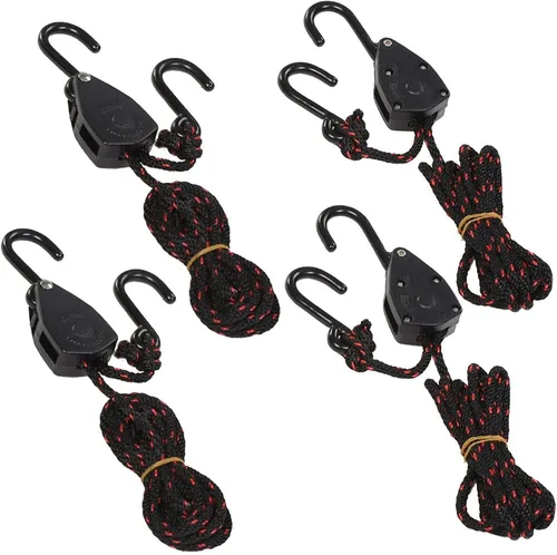Vista 5 de 4 correas de amarre ajustables de 1/8 pulgadas y 6 pies para canoa y lazo de popa (6 pies) Correas de amarre de trinquete para kayak y canoa