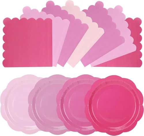 Vista 13 de Platos y servilletas de papel azul, incluye 24 platos azules degradados de 9 pulgadas, servilletas, tenedores, suministros de fiesta