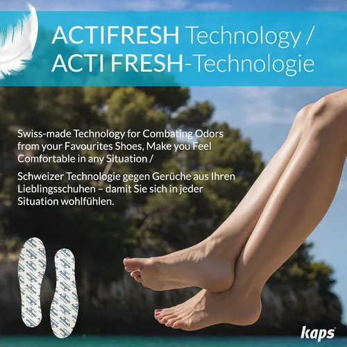 Vista 4 de Plantillas de zapatos con control de olores para hombres y mujeres – Kaps Actifresh - Insertos finos higiénicos para zapatos con tecnología Swiss