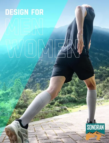 Vista 7 de SONORAN Calcetines de compresión para hombres y mujeres (246 pares) 20-30 mmHg de compresión graduada hasta la rodilla para correr, atletismo