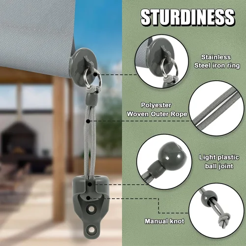 Vista 4 de Juego de accesorios para persianas enrollables, soportes de montaje universales de repuesto para persianas enrollables exteriores e interiores Gris