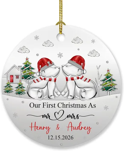 Vista 17 de Adorno personalizado para árbol de Navidad con nombre y año, regalo para mi nuevo apartamento, adorno personalizado para primera Navidad en un nuevo
