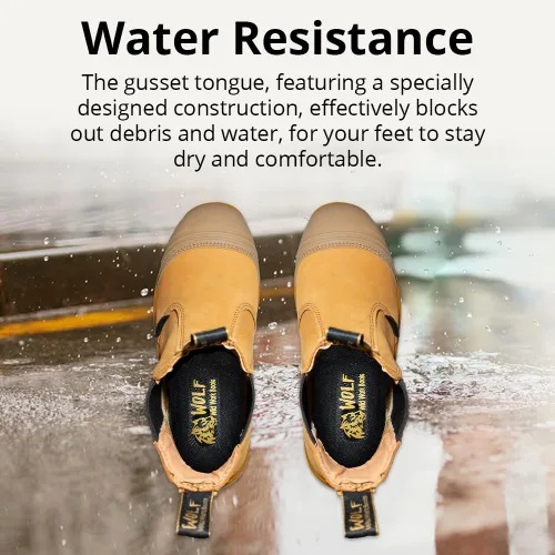 Vista 6 de WOLF Work Boot 100% Genuine Upper Leather Oil, Slip, Impact, Puncture Resistant Electrical Hazards Non-Slip Rubber Sole