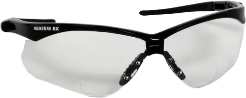 Vista 2 de Gafas de seguridad bifocales Nemesis – Lente transparente de marco negro, cordón para el cuello y bolsa de limpieza de lentes Lente transparente 1.0