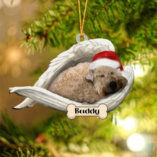Vista 5 de Afghan Hounds - Adorno de Navidad con alas de ángel durmiente, recuerdo personalizado para perros 2024, adorno de forma acrílica, regalos