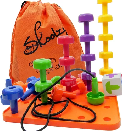 Vista 3 de Skoolzy Peg Board - Juguetes apilables para niños pequeños, juguetes de plástico para niños pequeños