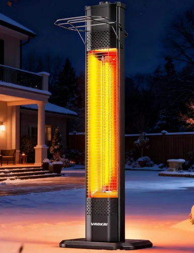 Vista 7 de VAGKRI - Calentador eléctrico para exteriores de patio, 1500 W, 91 cm de infrarrojos con 2 tubos de calor, 3 niveles, protección contra volcadura