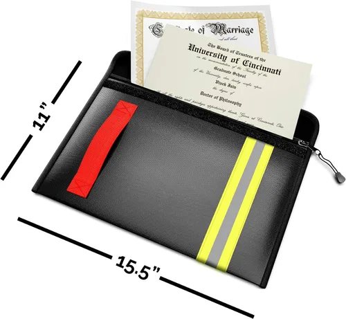 Vista 7 de Bolsa de documentos ignífuga y resistente al agua – Bolsa de 15.5 x 11 x 3 pulgadas para documentos legales y objetos de valor – Protección