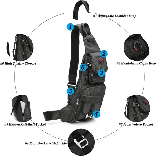 Vista 51 de Nicgid Sling Bag - Mochila bandolera para hombre), LYSB01NH075BJ-SPRTSEQIP