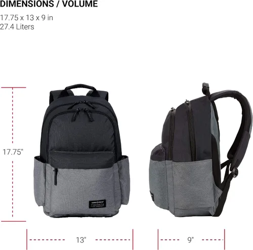Vista 10 de SwissGear 2789 - Mochila para laptop de 13 pulgadas, gris/negro