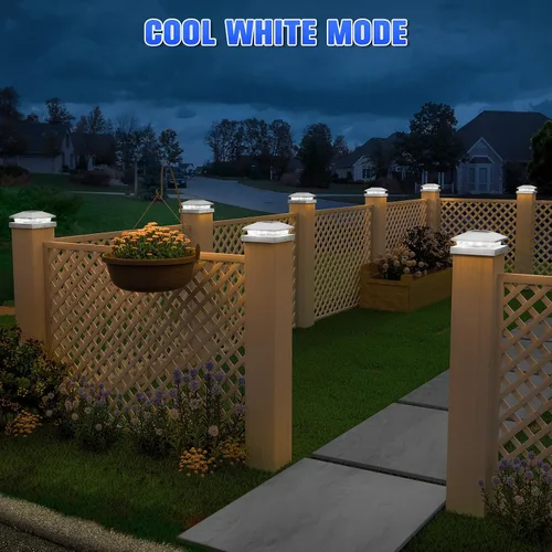 Vista 5 de APONUO Luces solares para postes de 4 x 4, 5 x 5, impermeables IP64, LED de 6500 K, luces de valla sin cables y luces de cubierta para patio Blanco