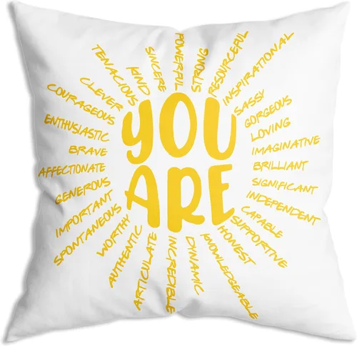 Vista 13 de Funda de Almohada Suave para Decoración con Citas Inspiradoras "Eres Valiente Suficiente Amado", Funda de Almohada y Cojín para Sofá, Sofá Cama