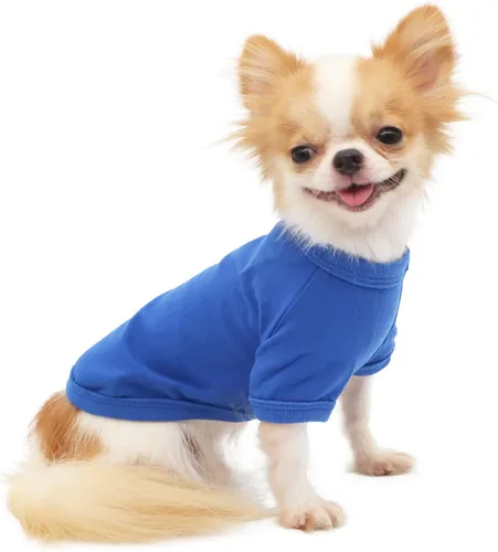 Vista 8 de LOPHIPETS Camiseta de perro 100% algodón para perros pequeños Taza de té Chihuahua Yorkie Ropa para cachorros - Azul/XXS