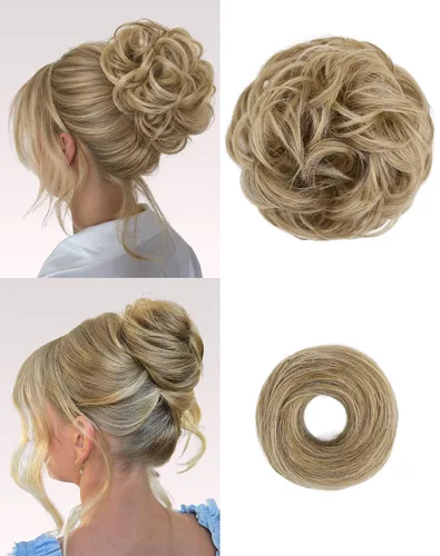 Vista 7 de 2 piezas de cabello desordenado moño sintético extensiones de moño Caoba