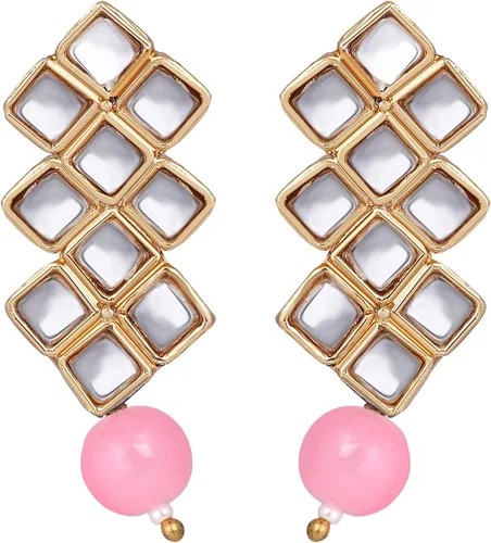 Vista 6 de Aheli Juego de collar y aretes de estilo indio de Bollywood, joyería tradicional étnica para mujer