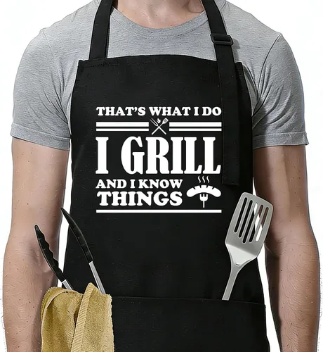 Vista 9 de Funny Apron for Men Women,Humorous Kitchen Apron- Grilling Cooking BBQ Accessories, Gift for Dad Husband