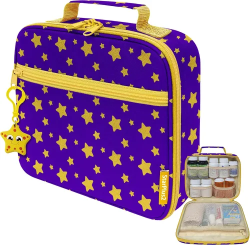 Vista 16 de Organizador de botellas de píldoras de viaje mediano, bolsa de medicina delgada, portador para medicamentos y suministros médicos - negro