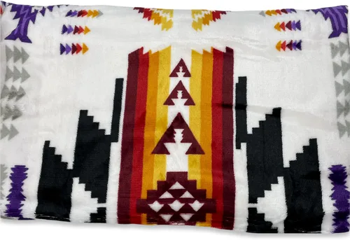 Vista 3 de Southwest Design 16112 - Manta con forro de sherpa (estampado navajo), color blanco