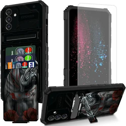 Vista 23 de Funda para teléfono Samsung Galaxy A54 con protector de pantalla, funda con ranura para tarjetas desmontable incorporada, con función atril, a