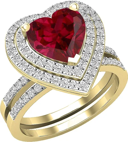 Vista 42 de Dazzlingrock Collection Juego de anillos de compromiso de doble halo con diamantes naturales redondos y piedras preciosas creadas en laboratorio