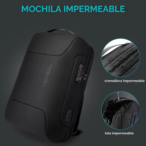 Vista 4 de BANGE Mochila para laptop Tech para hombre y mujer, Negro, Estándar, Computadora portátil