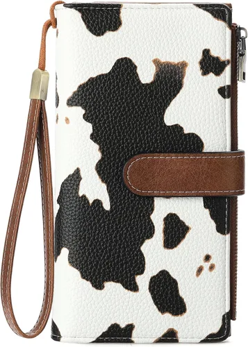 Vista 17 de GOIACII Carteras para Mujer de Gran Capacidad Portador de Tarjetas de Crédito Cartera Rfid Mujer Doble Cremallera Bolsillo Cuero Bifold para Damas