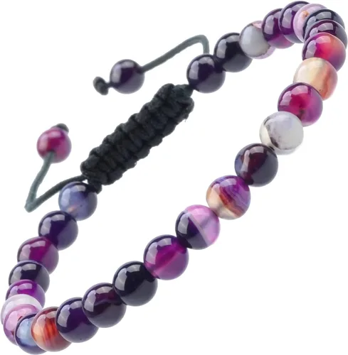 Vista 16 de MASSIVE BEADS - Pulseras ajustables unisex de cuentas de cristal de piedras preciosas con poder curativo natural, de macramé Piedras de 7 chakras