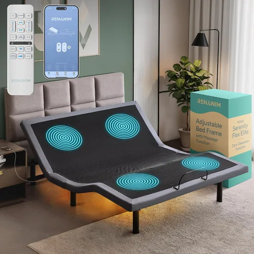 Vista 9 de SFE - Base de cama ajustable y colchón individual XL, espuma viscoelástica de gel de 14 pulgadas, cero holgura, masaje eléctrico, control remoto