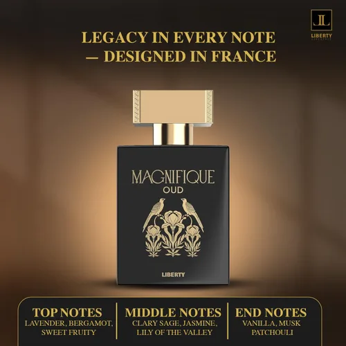 Vista 6 de Liberty Oud Eau de Parfum para hombre, 3.4 onzas, edición de aniversario Magnifique, perfume de lujo Oud, regalo premium para hombres, frescura