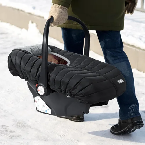 Vista 4 de Orzbow Funda de asiento de automóvil de invierno para bebé, funda de asiento de automóvil para bebé para niños y niñas, fundas de asiento de Negro