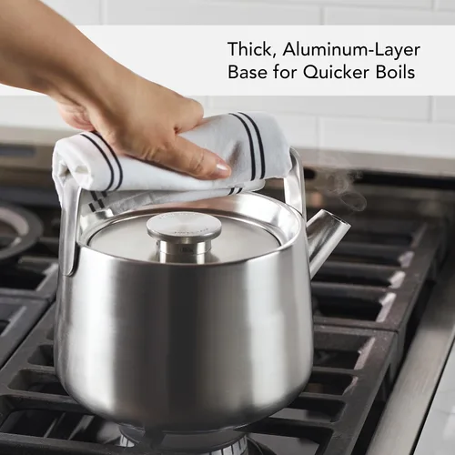 Vista 4 de KitchenAid Teteras de Acero Inoxidable con Silbido, 1.8 Litros - Acero Inoxidable Cepillado